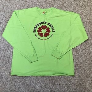 ER NURSE long sleeve t shirt. Lime green. size XL